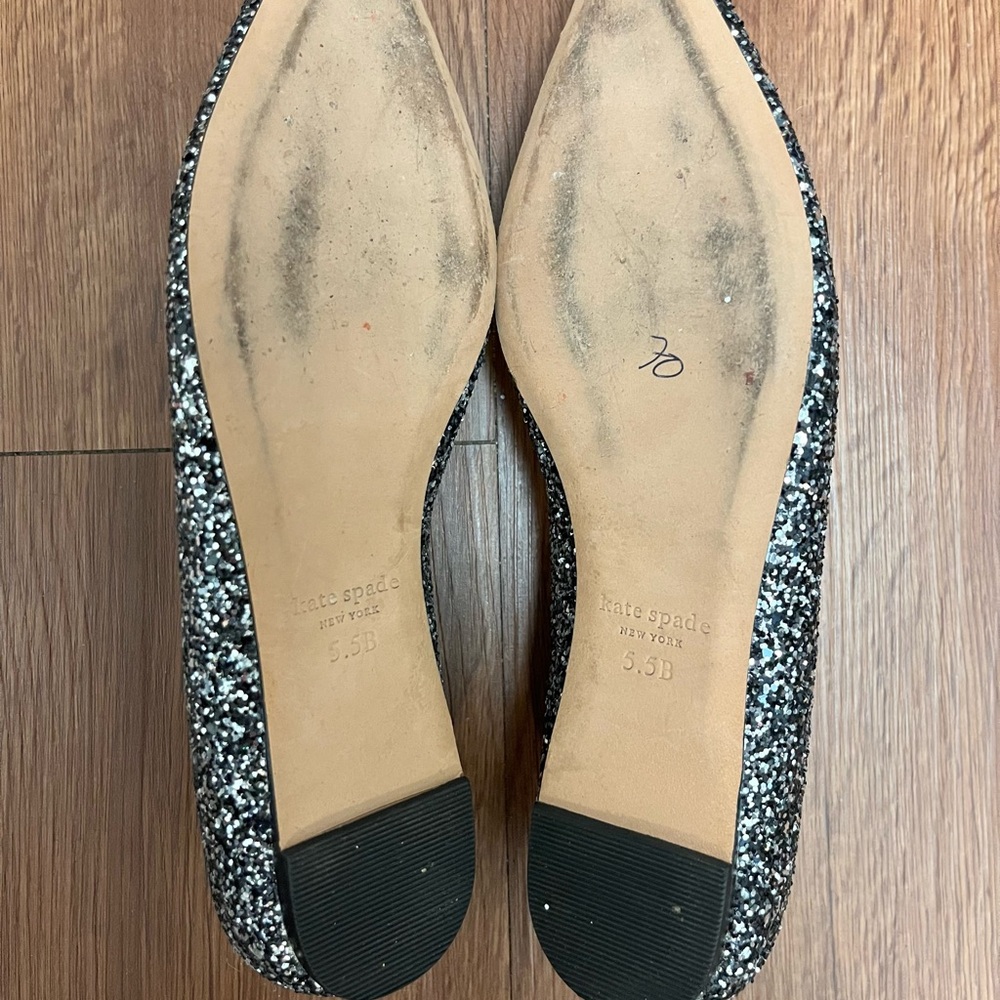 Kate Spade NY Poppy glitter upper flat ballet shoes black silver NWOB size 5.5B - Picture 5 of 5